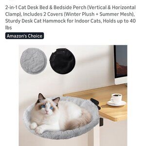 NWT Cozy Cat Desk Bed with Covers - Gray and Black